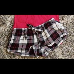 Plaid flannel pajama shorts